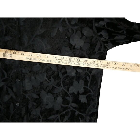VTG Clio Burnout Velvet Semi‎ Sheer Blouse M Button Up Shirt whimsygoth *Flaw - Picture 8 of 10
